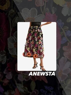 NWOT Anewsta 3D Flower Midi Skirt